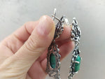 Earrings ring pendant Sterling silver 925 green malachite