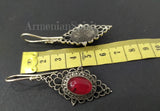 Earrings Hook Silver 925 red