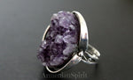 Ring Amethyst druse jewelry purple silver 925