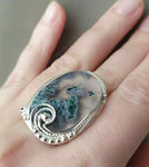 Ring Sterling Silver 925 moss agate