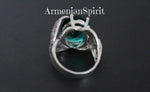 Earrings ring silver 925 green topaz Armenian Spirit