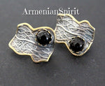 Earrings silver 925 onyx black