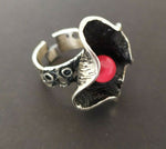 Ring flower Silver 925 coral