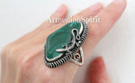 Silver 925 earrings ring lizard malachite