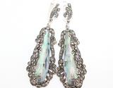 Earrings long Green topaz silver 925 Marcasite Armenian Spirit