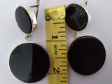 Silver 925 Earrings big Black onyx