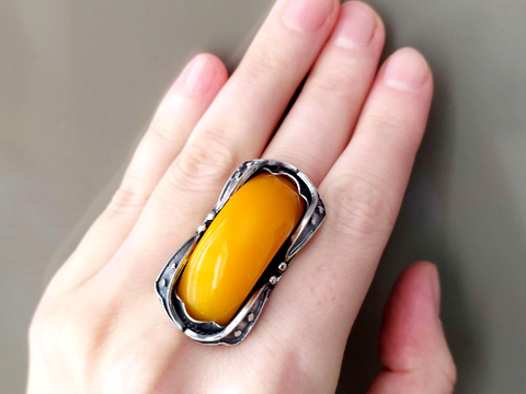 Real Baltic amber ring Sterling Silver 925