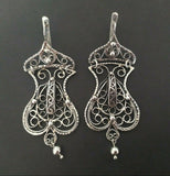 Handcrafted earrings very long with filigree handmade ornament dangle made of silver high quality buy online for wife. Filigree earrings lover gift one of a kind jewelry earrings very long and lightweight. Armenian tradtional jewelry filigree technique.