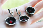 Silver 925 Earrings Black poppies