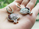 Pomegranate earrings silver 925 garnet red