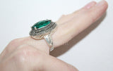 Earrings Ring green topaz Silver 925 Marcasite Armenian Spirit