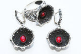 Ring Silver 925 Black Poppy garnet