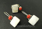 Earrings Ring silver 925 coral sadaf Armenian Spirit