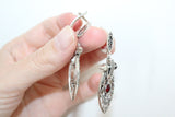 SET Ring earring red quartz silver 925 filigree