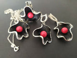 Silver 925 Black Pendant chain Red coral