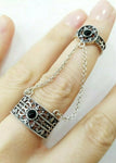 Ring Full finger adjustable Sterling Silver 925 onyx NEW