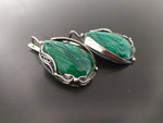 Silver 925 Earrings Ring Malachite