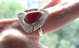 Ring Gilded silver 925 pressed coral