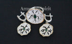 I want to buy a gift for beloved woman who loves flowers and emerald earrings and ring. This jewelry set includes earrings and flower ring with green emerald stone. The jewelry is made of precious metal sterling silver with 925 stanp on the back. The jewelry is hadmade by Armenian artisans and has unique and nice design without repetitions.