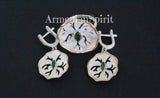 I want to buy a gift for beloved woman who loves flowers and emerald earrings and ring. This jewelry set includes earrings and flower ring with green emerald stone. The jewelry is made of precious metal sterling silver with 925 stanp on the back. The jewelry is hadmade by Armenian artisans and has unique and nice design without repetitions.