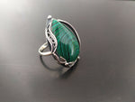 Silver 925 Earrings Ring Malachite