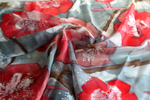 Silk scarf hand painted Gray Red flowers long scarves women NEW