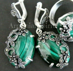 Earrings Silver 925 Green Malachite Armenian Spirit