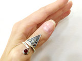 Ring adjustable Silver 925 red quartz