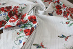 Table cloth 100% cotton Beige red poppies