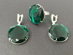 Earrings ring silver 925 emerald green zircon Armenian Spirit