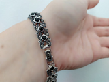 purchase silver bracelet woman with black gemstones