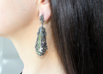 Earrings long Green topaz silver 925 Marcasite Armenian Spirit