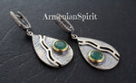 Earrings long silver 925 green Armenian Spirit