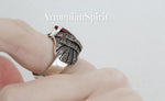 Ring earrings silver 925 Marcasite red topaz