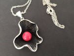 Silver 925 Black Pendant chain Red coral