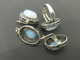 Silver 925 earrings ring pendant moonstone