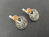 Silver 925 Earrings Ring women carnelian