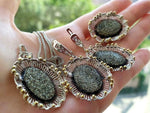 Silver 925 gold plated Pyrite Earrings Ring Pendant