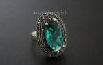 Earrings Ring green topaz Silver 925 Marcasite Armenian Spirit