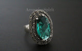 Earrings Ring green topaz Silver 925 Marcasite Armenian Spirit