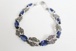 Silver 925 Bracelet Marcasite Blue topaz