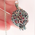 Pomegranate pendant Sterling silver 925 jewelry Persephone