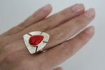 Ring Gilded silver 925 pressed coral