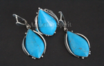 Silver 925 Jewelry set ring earrings turquoise gemstone artisan