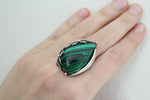 Ring silver 925 malachite gemstone