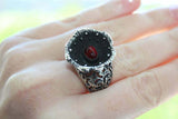 Ring Silver 925 Black Poppy garnet