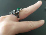 Earrings ring Silver 925 Green jade Armenian Spirit