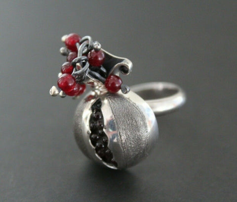 Ring Silver 925 Pomegranate Garnet jewelry