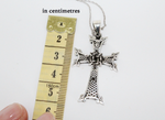 This body cross pendant is made of 925 sterling silver in the Armenian style in the form of a khachkar with the eternity sign. The cross is lightweight and has a medium size, therefore, it is perfect for women and men. You can choose from the options a suitable chain with a cross. There are short and long chains. In this store&nbsp;you can find&nbsp;different types of Armenian crosses for men, women and children.