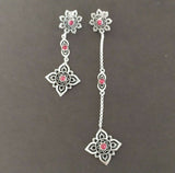 Stud earrings silver 925 red flower